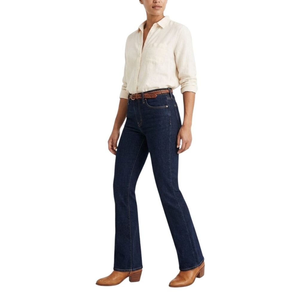 Madewell Skinny Flare Jeans Dark Indigo High Rise 32 Long Inseam NM251
